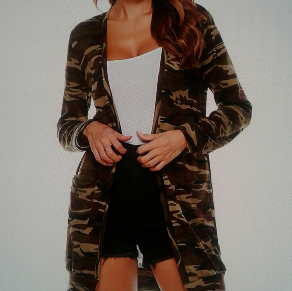 Lightweight open front camo cardigan - Picture 4 of 15